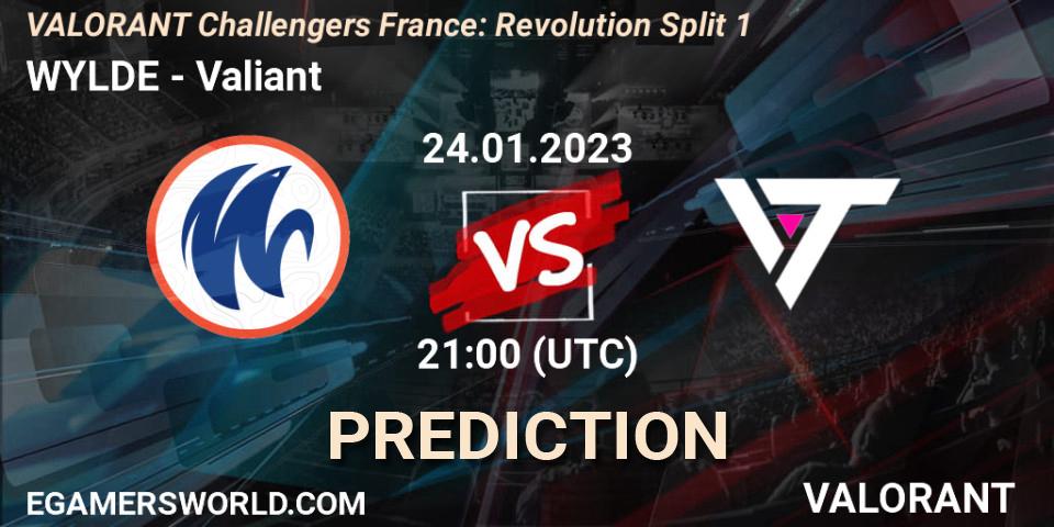WYLDE vs Valiant: Betting TIp, Match Prediction. 24.01.2023 at 21:10. VALORANT, VALORANT Challengers 2023 France: Revolution Split 1