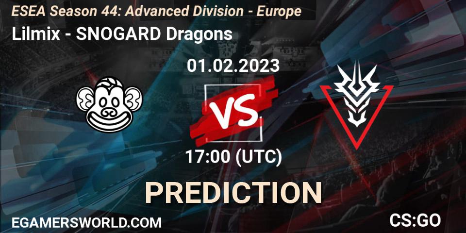 Lilmix vs SNOGARD Dragons: Betting TIp, Match Prediction. 01.02.23. CS2 (CS:GO), ESEA Season 44: Advanced Division - Europe