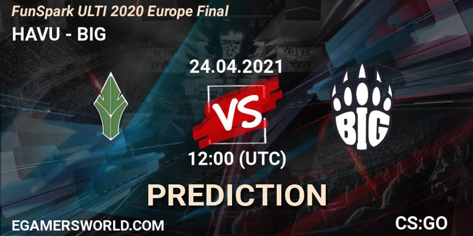 HAVU vs BIG: Betting TIp, Match Prediction. 24.04.2021 at 12:00. Counter-Strike (CS2), Funspark ULTI 2020 Finals