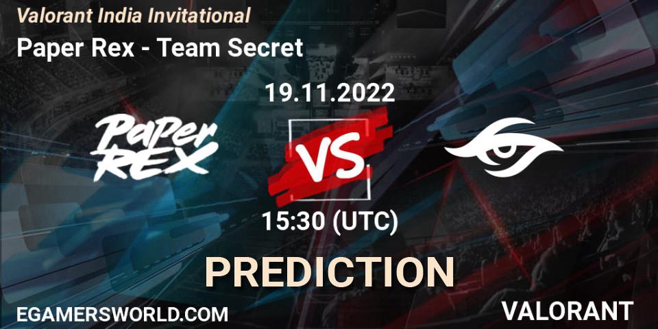 Paper Rex vs Team Secret: Betting TIp, Match Prediction. 19.11.22. VALORANT, Valorant India Invitational