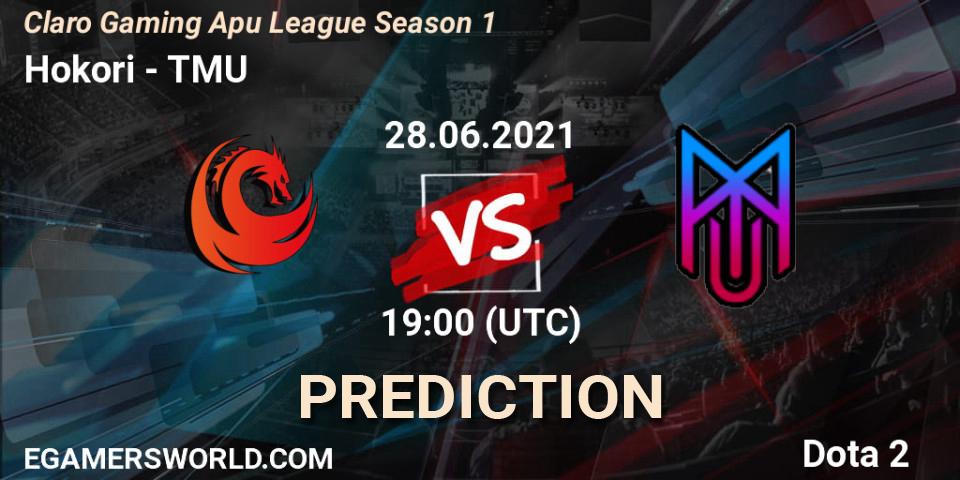 Hokori vs TMU: Betting TIp, Match Prediction. 28.06.2021 at 19:28. Dota 2, Claro Gaming Apu League Season 1