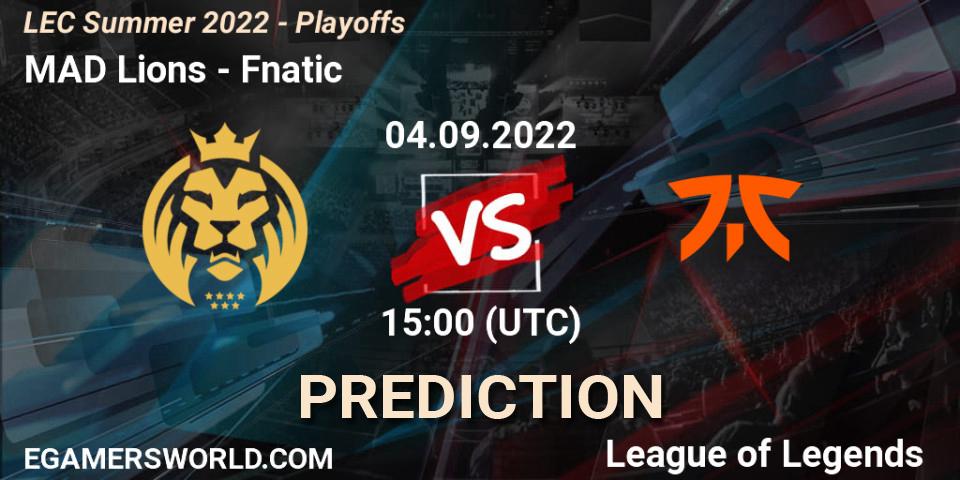 MAD Lions vs Fnatic: Betting TIp, Match Prediction. 04.09.22. LoL, LEC Summer 2022 - Playoffs