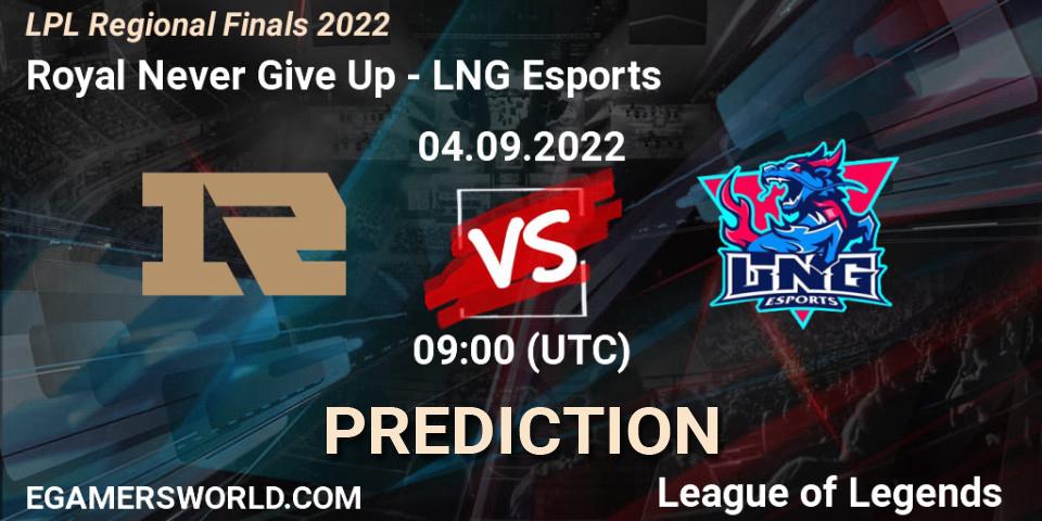 Royal Never Give Up vs LNG Esports: Betting TIp, Match Prediction. 04.09.22. LoL, LPL Regional Finals 2022