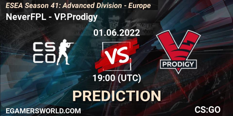 NeverFPL vs VP.Prodigy: Betting TIp, Match Prediction. 01.06.2022 at 19:00. Counter-Strike (CS2), ESEA Season 41: Advanced Division - Europe