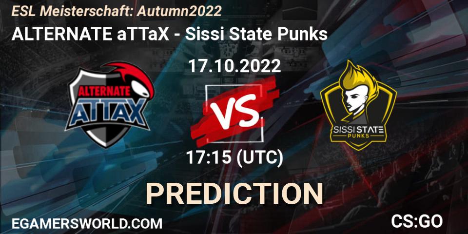 ALTERNATE aTTaX vs Sissi State Punks: Betting TIp, Match Prediction. 17.10.2022 at 17:15. Counter-Strike (CS2), ESL Meisterschaft: Autumn 2022