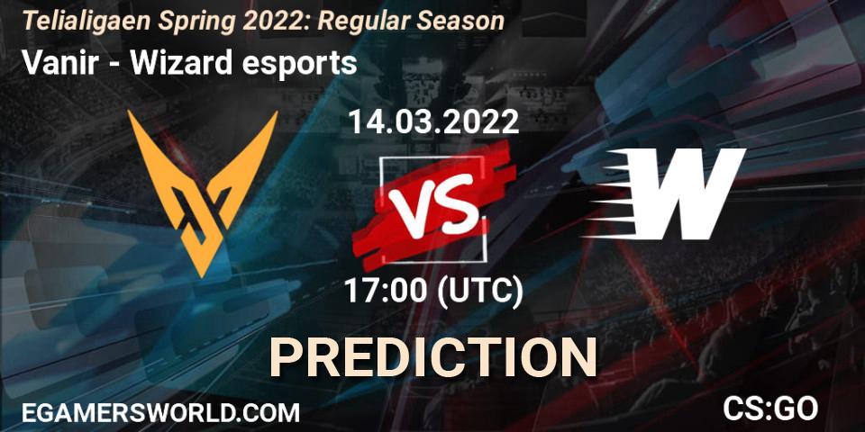 Vanir vs Wizard esports: Betting TIp, Match Prediction. 14.03.2022 at 17:00. Counter-Strike (CS2), Telialigaen Spring 2022: Regular Season