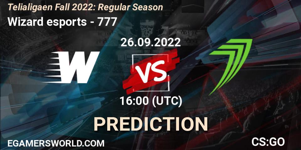 Wizard esports vs 777: Betting TIp, Match Prediction. 26.09.2022 at 16:00. Counter-Strike (CS2), Telialigaen Fall 2022: Regular Season