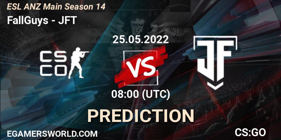 FallGuys vs JFT: Betting TIp, Match Prediction. 25.05.2022 at 08:00. Counter-Strike (CS2), ESL ANZ Main Season 14