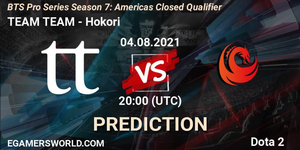 TEAM TEAM vs Hokori: Betting TIp, Match Prediction. 04.08.21. Dota 2, BTS Pro Series Season 7: Americas Closed Qualifier
