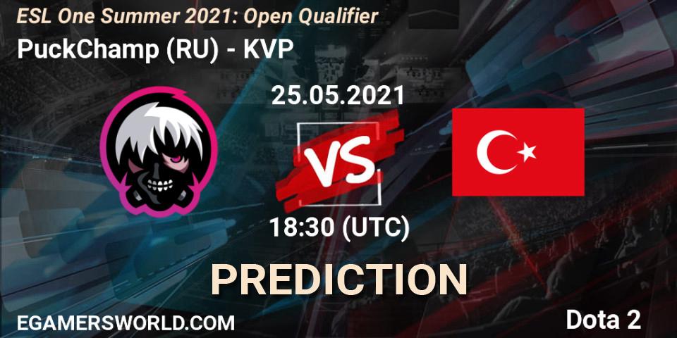 PuckChamp (RU) vs KVP: Betting TIp, Match Prediction. 25.05.2021 at 18:30. Dota 2, ESL One Summer 2021: Open Qualifier