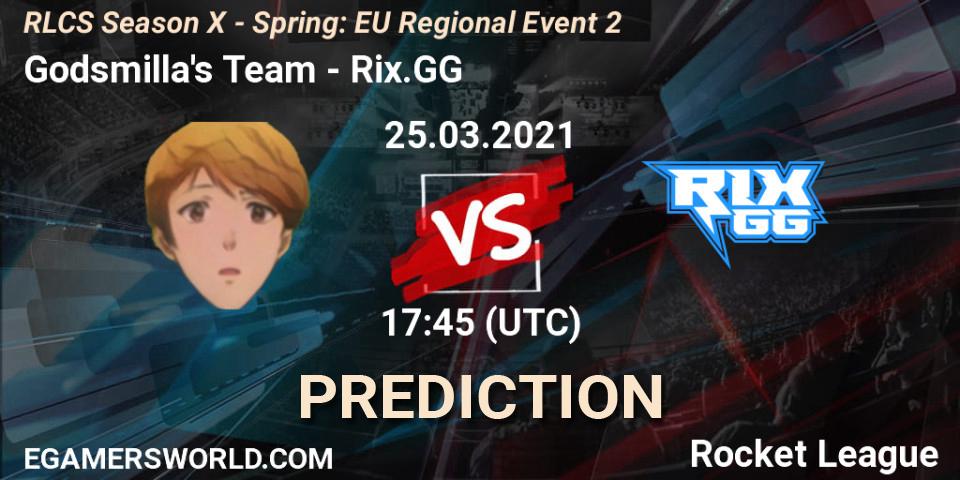 Godsmilla's Team vs Rix.GG: Betting TIp, Match Prediction. 25.03.21. Rocket League, RLCS Season X - Spring: EU Regional Event 2