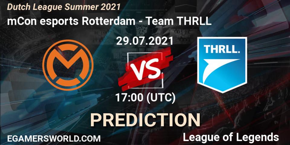 mCon esports Rotterdam vs Team THRLL: Betting TIp, Match Prediction. 29.07.2021 at 17:00. LoL, Dutch League Summer 2021