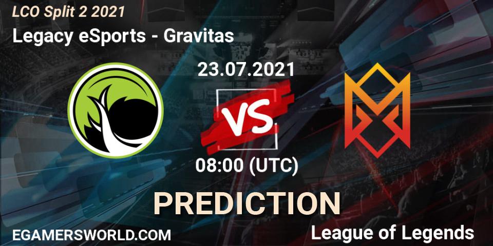 Legacy eSports vs Gravitas: Betting TIp, Match Prediction. 23.07.21. LoL, LCO Split 2 2021