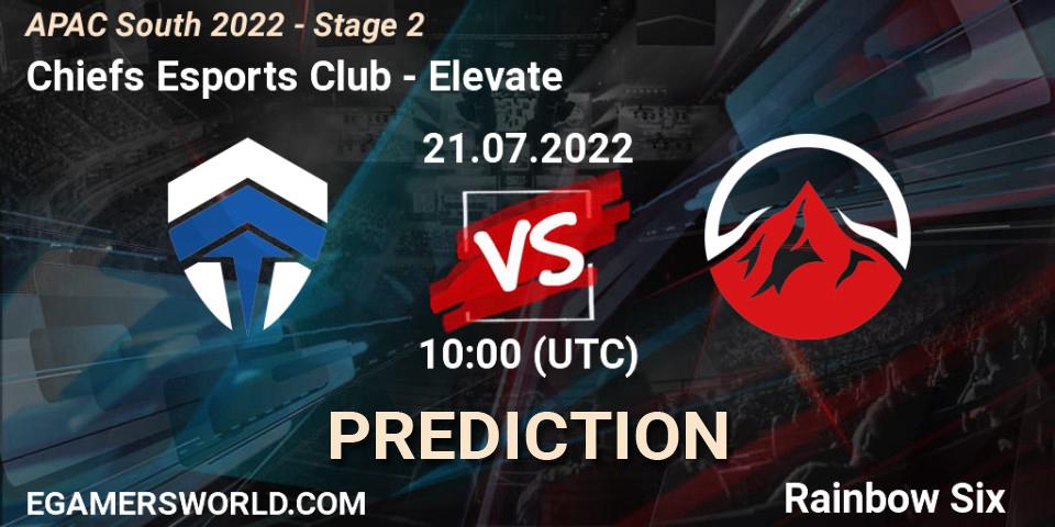 Chiefs Esports Club vs Elevate: Betting TIp, Match Prediction. 21.07.2022 at 10:00. Rainbow Six, APAC South 2022 - Stage 2
