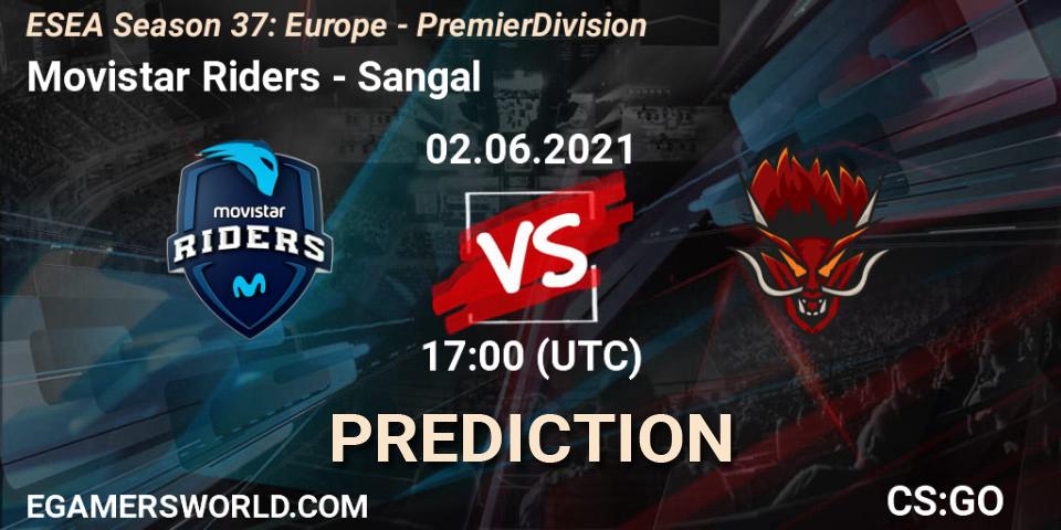 Movistar Riders vs Sangal: Betting TIp, Match Prediction. 02.06.2021 at 17:00. Counter-Strike (CS2), ESEA Season 37: Europe - Premier Division