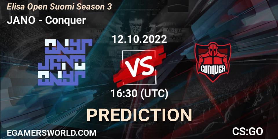 JANO vs Conquer: Betting TIp, Match Prediction. 12.10.22. CS2 (CS:GO), Elisa Open Suomi Season 3