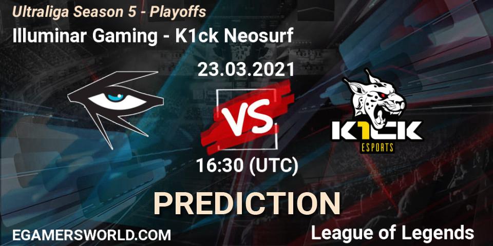 Illuminar Gaming vs K1ck Neosurf: Betting TIp, Match Prediction. 23.03.2021 at 16:30. LoL, Ultraliga Season 5 - Playoffs