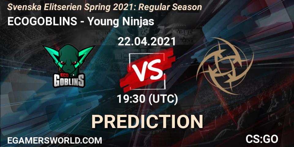 ECOGOBLINS vs Young Ninjas: Betting TIp, Match Prediction. 22.04.2021 at 19:30. Counter-Strike (CS2), Svenska Elitserien Spring 2021: Regular Season