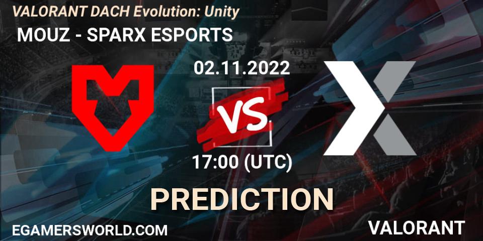  MOUZ vs SPARX ESPORTS: Betting TIp, Match Prediction. 02.11.2022 at 18:00. VALORANT, VALORANT DACH Evolution: Unity