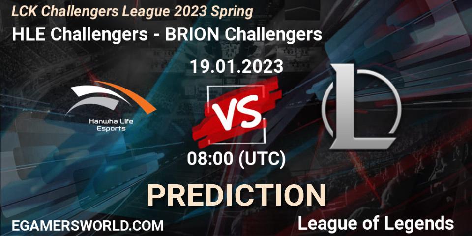 HLE Challengers vs Brion Esports Challengers: Betting TIp, Match Prediction. 19.01.2023 at 08:00. LoL, LCK Challengers League 2023 Spring