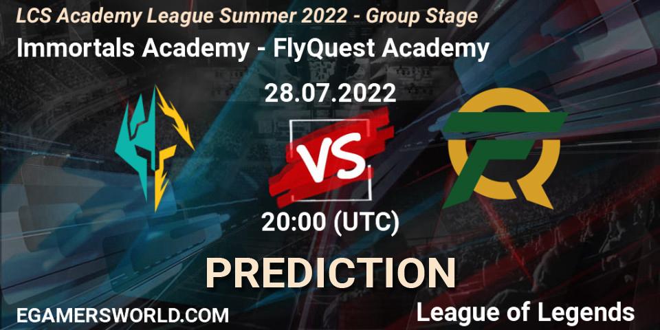 Immortals Academy vs FlyQuest Academy: Betting TIp, Match Prediction. 28.07.2022 at 20:00. LoL, LCS Academy League Summer 2022 - Group Stage
