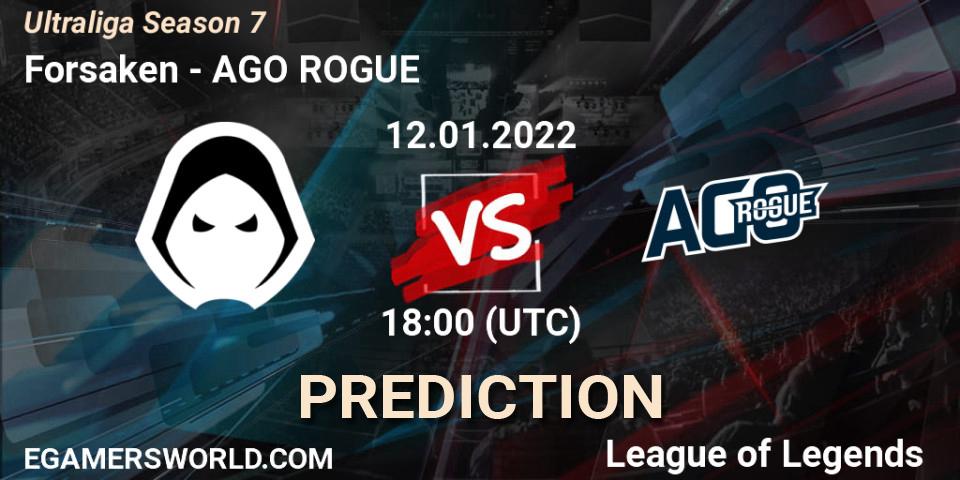Forsaken vs AGO ROGUE: Betting TIp, Match Prediction. 12.01.2022 at 18:00. LoL, Ultraliga Season 7