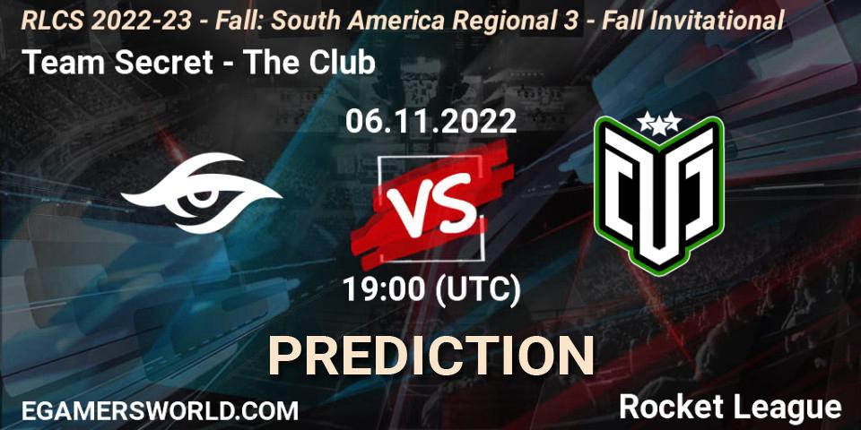 Team Secret vs The Club: Betting TIp, Match Prediction. 06.11.2022 at 19:00. Rocket League, RLCS 2022-23 - Fall: South America Regional 3 - Fall Invitational