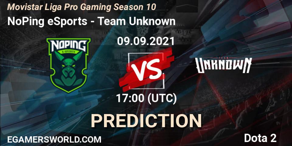 NoPing eSports vs Team Unknown: Betting TIp, Match Prediction. 09.09.2021 at 17:07. Dota 2, Movistar Liga Pro Gaming Season 10