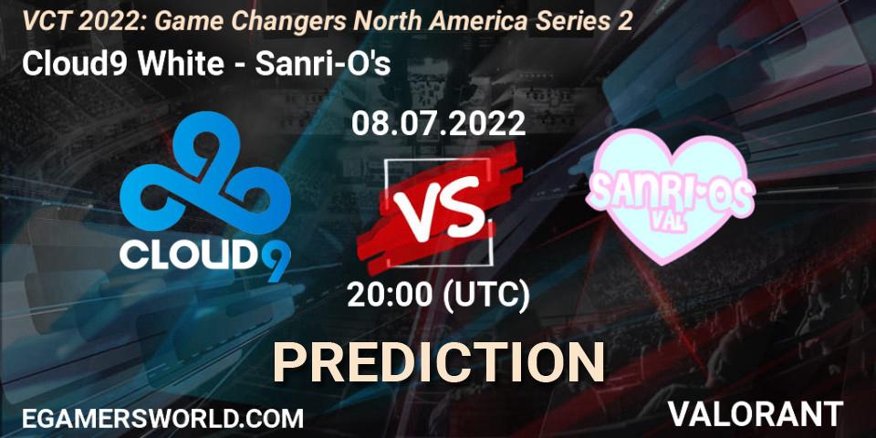 Cloud9 White vs Sanri-O's: Betting TIp, Match Prediction. 08.07.2022 at 20:15. VALORANT, VCT 2022: Game Changers North America Series 2