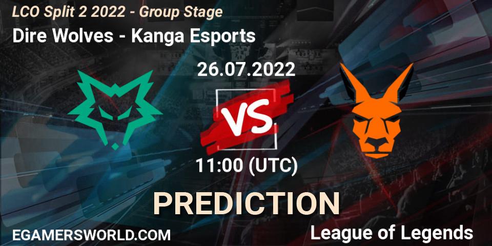 Dire Wolves vs Kanga Esports: Betting TIp, Match Prediction. 26.07.2022 at 11:00. LoL, LCO Split 2 2022 - Group Stage