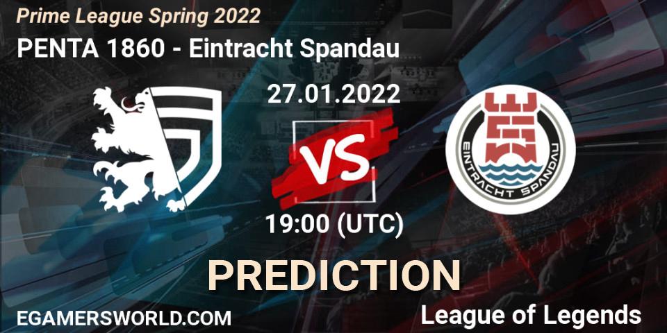 PENTA 1860 vs Eintracht Spandau: Betting TIp, Match Prediction. 27.01.2022 at 19:00. LoL, Prime League Spring 2022