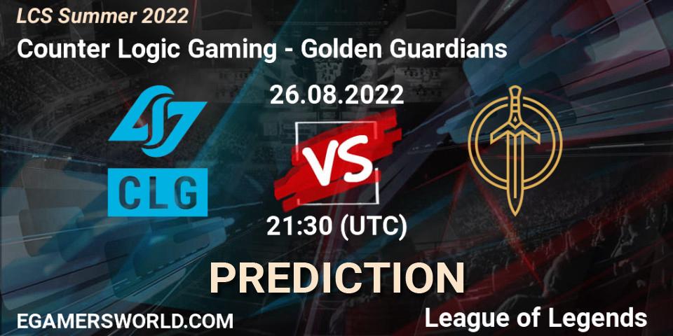 Counter Logic Gaming vs Golden Guardians: Betting TIp, Match Prediction. 26.08.22. LoL, LCS Summer 2022