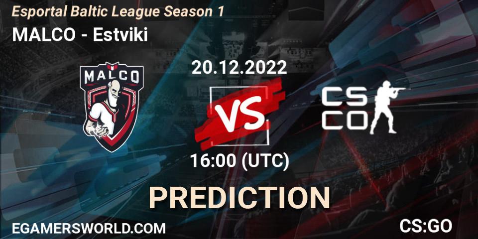 MALCO vs Estviki: Betting TIp, Match Prediction. 20.12.22. CS2 (CS:GO), Esportal Baltic League Season 1