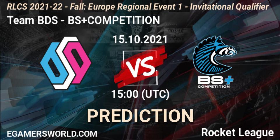 Team BDS vs BS+COMPETITION: Betting TIp, Match Prediction. 15.10.2021 at 15:00. Rocket League, RLCS 2021-22 - Fall: Europe Regional Event 1 - Invitational Qualifier