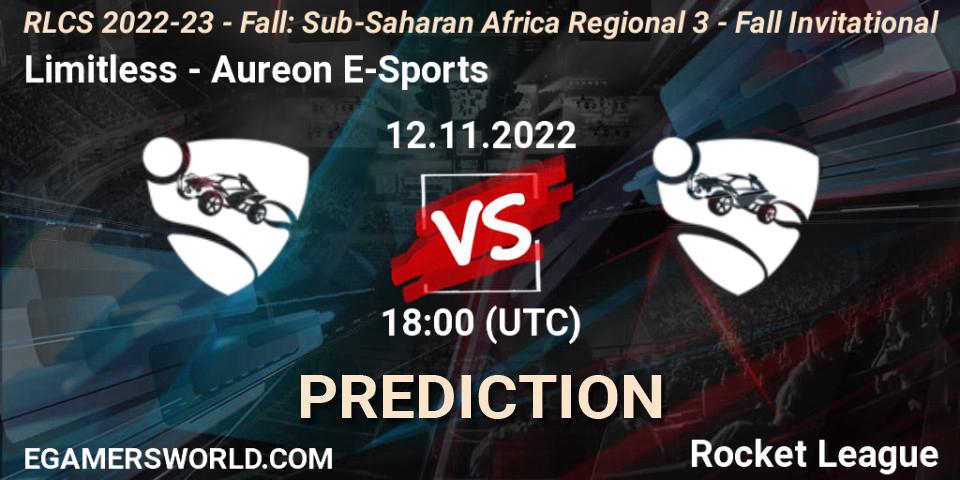 Limitless vs Aureon E-Sports: Betting TIp, Match Prediction. 12.11.2022 at 18:00. Rocket League, RLCS 2022-23 - Fall: Sub-Saharan Africa Regional 3 - Fall Invitational