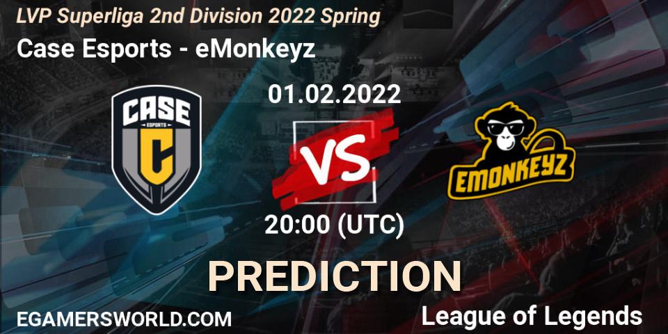 Case Esports vs eMonkeyz: Betting TIp, Match Prediction. 01.02.22. LoL, LVP Superliga 2nd Division 2022 Spring