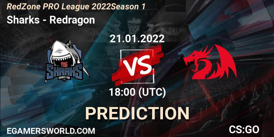 Sharks vs Redragon: Betting TIp, Match Prediction. 21.01.2022 at 18:00. Counter-Strike (CS2), RedZone PRO League 2022 Season 1