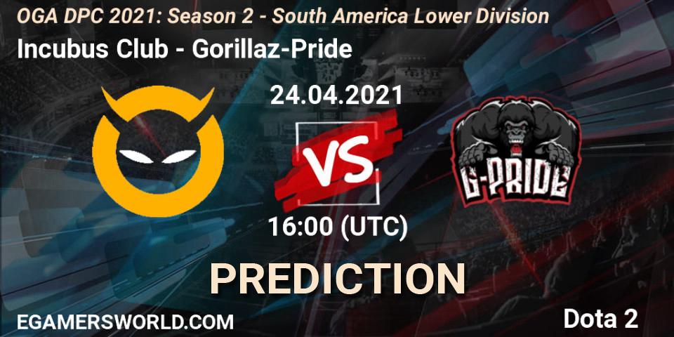 Incubus Club vs Gorillaz-Pride: Betting TIp, Match Prediction. 24.04.2021 at 16:01. Dota 2, OGA DPC 2021: Season 2 - South America Lower Division 