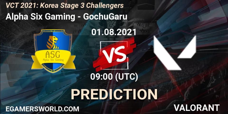 Alpha Six Gaming vs GochuGaru: Betting TIp, Match Prediction. 01.08.2021 at 09:00. VALORANT, VCT 2021: Korea Stage 3 Challengers