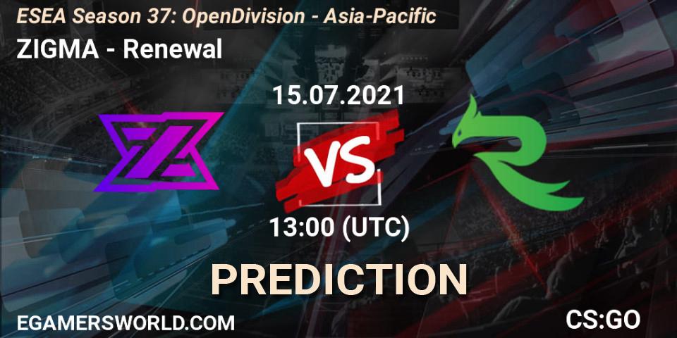 ZIGMA vs Renewal: Betting TIp, Match Prediction. 15.07.21. CS2 (CS:GO), ESEA Season 37: Open Division - Asia-Pacific