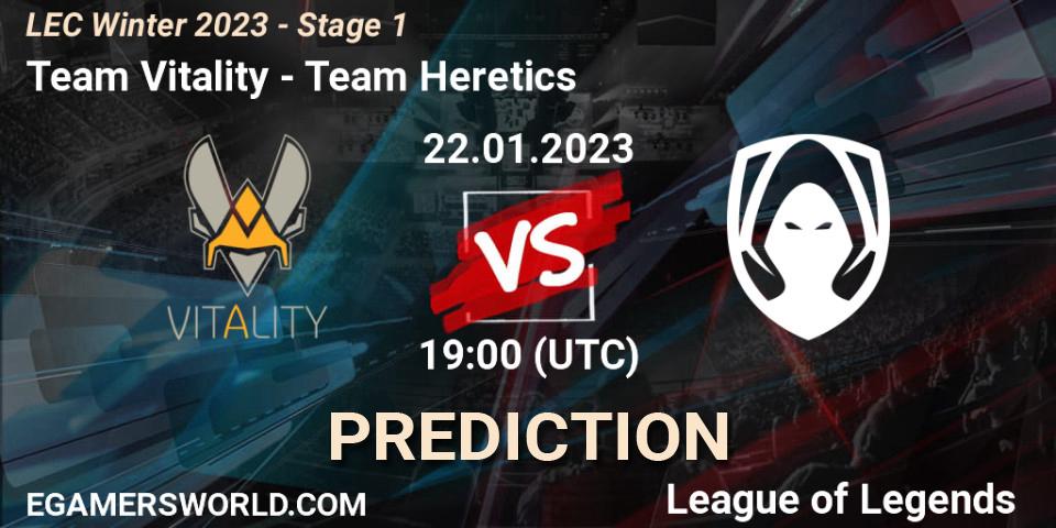 Team Vitality vs Team Heretics: Betting TIp, Match Prediction. 22.01.2023 at 19:00. LoL, LEC Winter 2023 - Stage 1