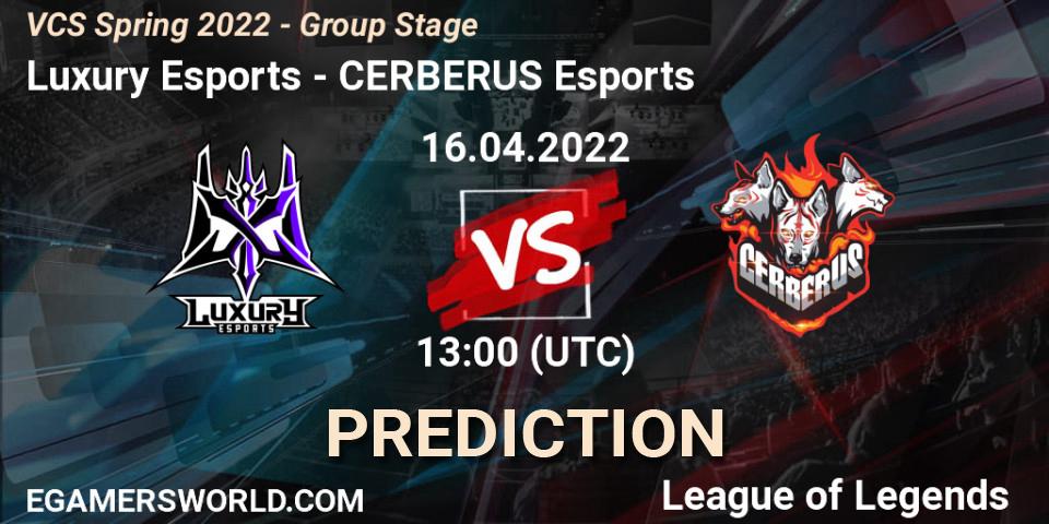 Luxury Esports vs CERBERUS Esports: Betting TIp, Match Prediction. 12.04.2022 at 13:00. LoL, VCS Spring 2022 - Group Stage 