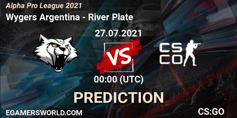 Wygers Argentina vs River Plate: Betting TIp, Match Prediction. 27.07.2021 at 01:00. Counter-Strike (CS2), Alpha Pro League 2021