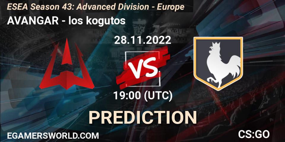 AVANGAR vs los kogutos: Betting TIp, Match Prediction. 28.11.22. CS2 (CS:GO), ESEA Season 43: Advanced Division - Europe