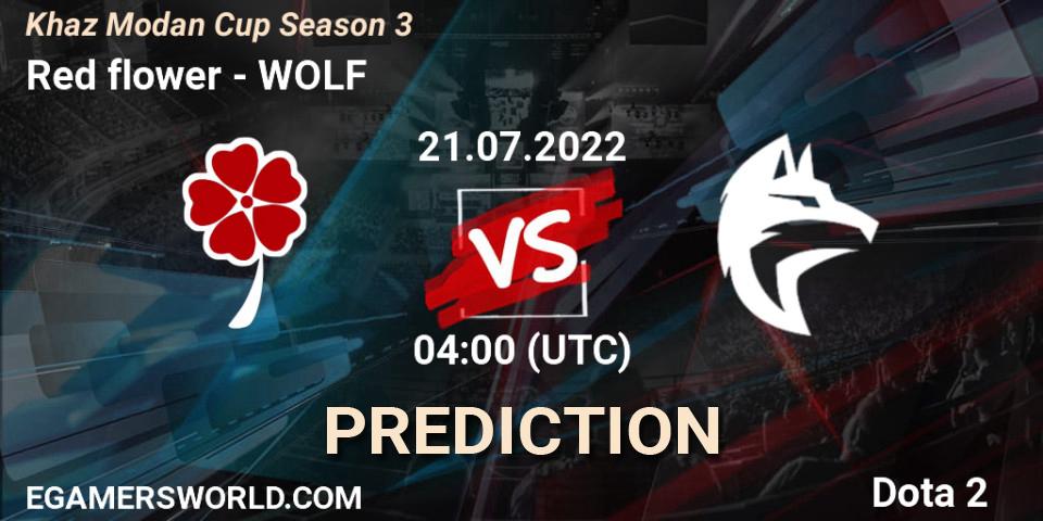 Red flower vs WOLF: Betting TIp, Match Prediction. 21.07.2022 at 04:25. Dota 2, Khaz Modan Cup Season 3