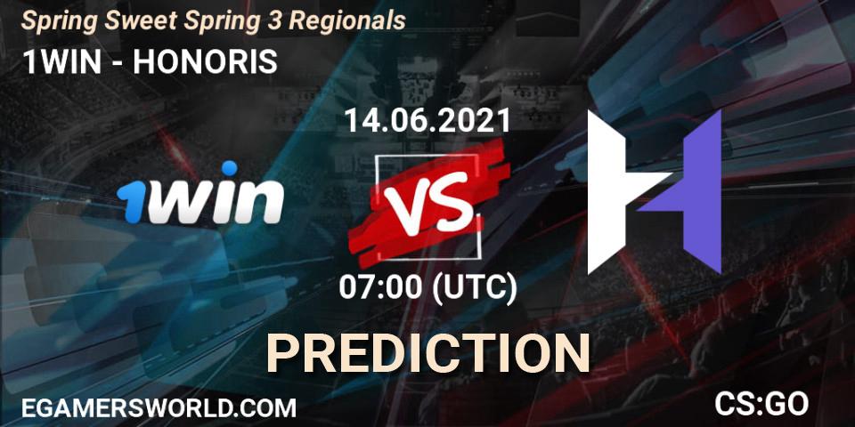 1WIN vs HONORIS: Betting TIp, Match Prediction. 14.06.2021 at 07:00. Counter-Strike (CS2), Spring Sweet Spring 3 Regionals