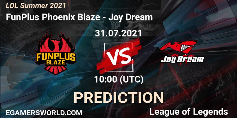 FunPlus Phoenix Blaze vs Joy Dream: Betting TIp, Match Prediction. 01.08.21. LoL, LDL Summer 2021