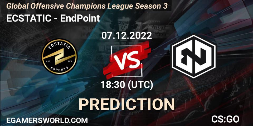 ECSTATIC vs EndPoint: Betting TIp, Match Prediction. 07.12.2022 at 18:30. Counter-Strike (CS2), Global Offensive Champions League Season 3