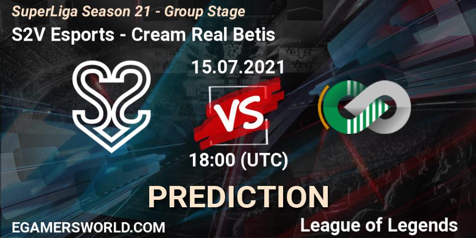S2V Esports vs Cream Real Betis: Betting TIp, Match Prediction. 15.07.21. LoL, SuperLiga Season 21 - Group Stage 
