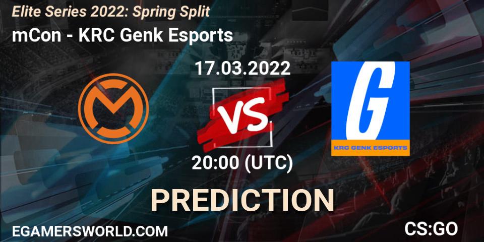 mCon vs KRC Genk Esports: Betting TIp, Match Prediction. 17.03.22. CS2 (CS:GO), Elite Series 2022: Spring Split